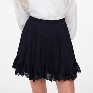 Madewell Eyelet Mini Skirt Cotton Voile Black Size 16/XL NWT